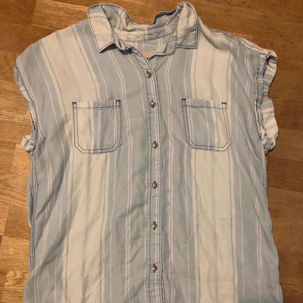 Mossimo Supply Co Button Up Blue and White Top